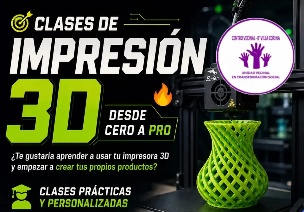 Córdoba: Curso de impresión 3D en el Ctro. Vecinal Villa Corina